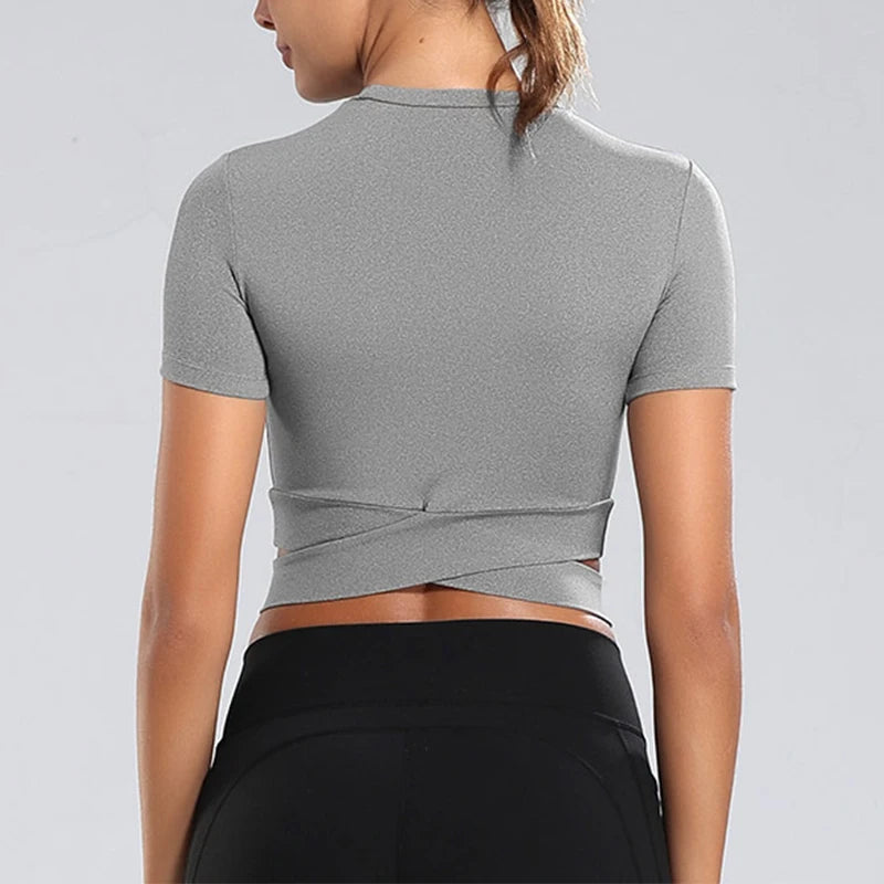 Top Deportivo de Yoga sin Costuras para Mujer | Camiseta Corta Fitness, Transpirable y de Secado Rápido