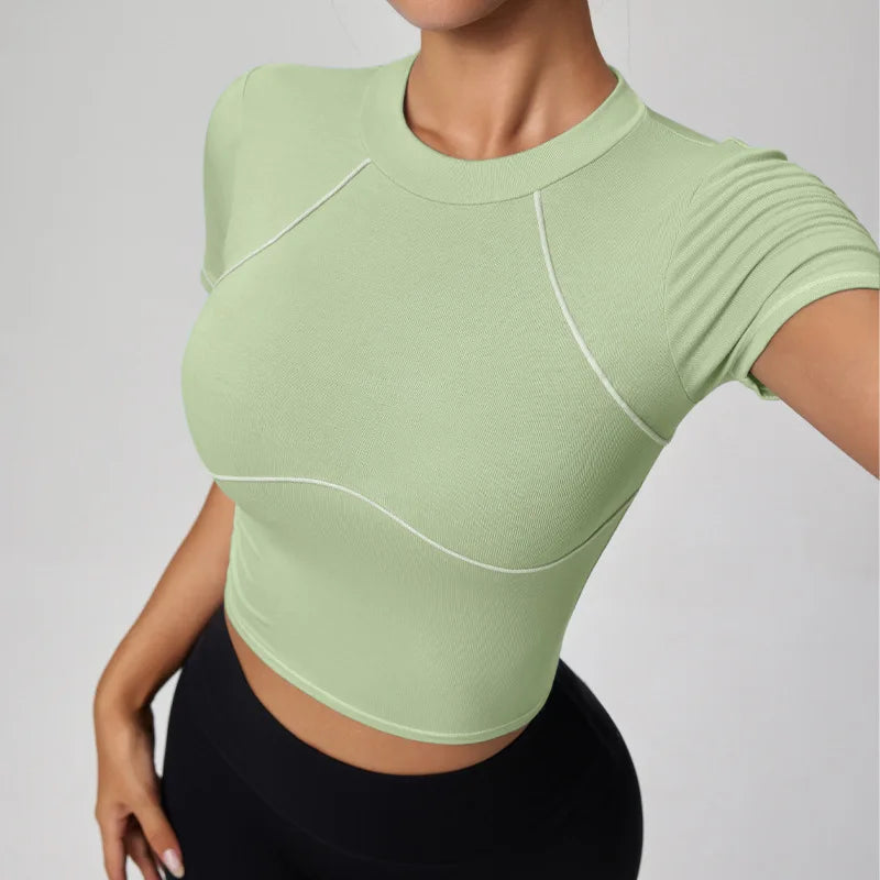 Top de Yoga para Mujer | Top Deportivo Manga Corta, Ajuste Femenino, Suave y Transpirable para Fitness y Running