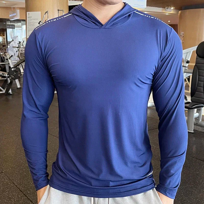 Camiseta Deportiva con Capucha Hombre – Manga Larga, Secado Rápido y Fitness
