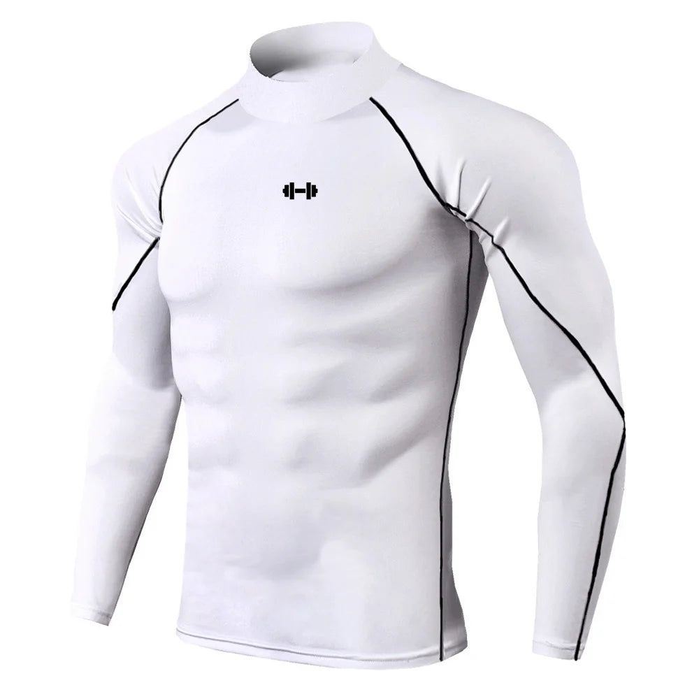 Camiseta de Compresión para Hombre con Cuello Alto – Secado Rápido y Transpirable para Gym