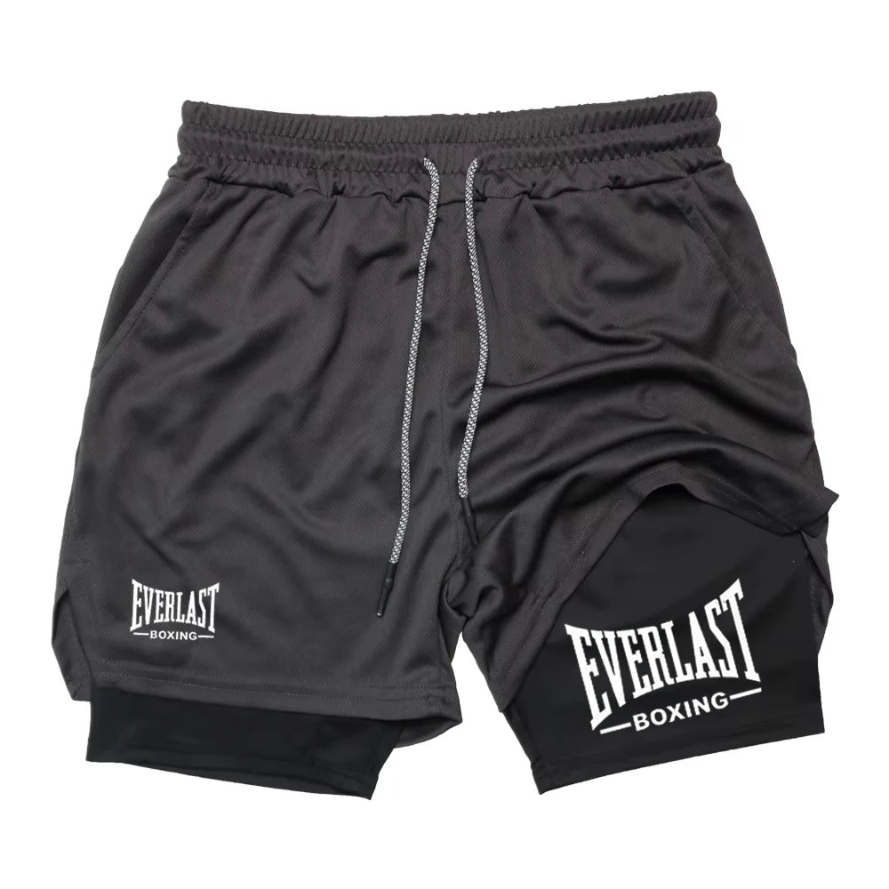Short Deportivo Hombre Compresión EVERLAST | Doble Capa Secado Rápido Gym y Running