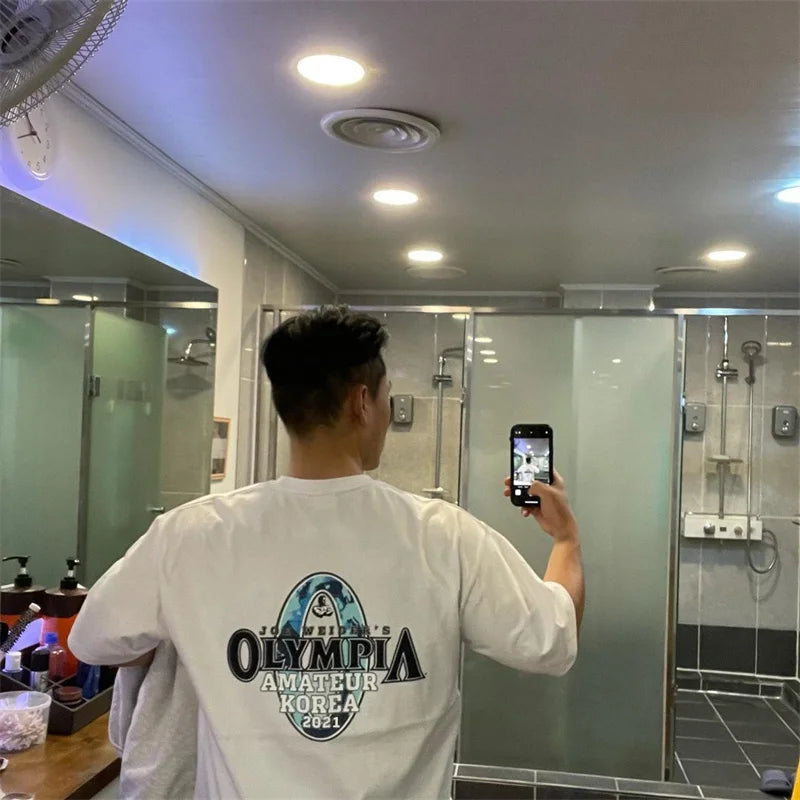 Camiseta de Gimnasio para Hombre | Holgada de Algodón, Transpirable y Confortable para Fitness y Uso Diario