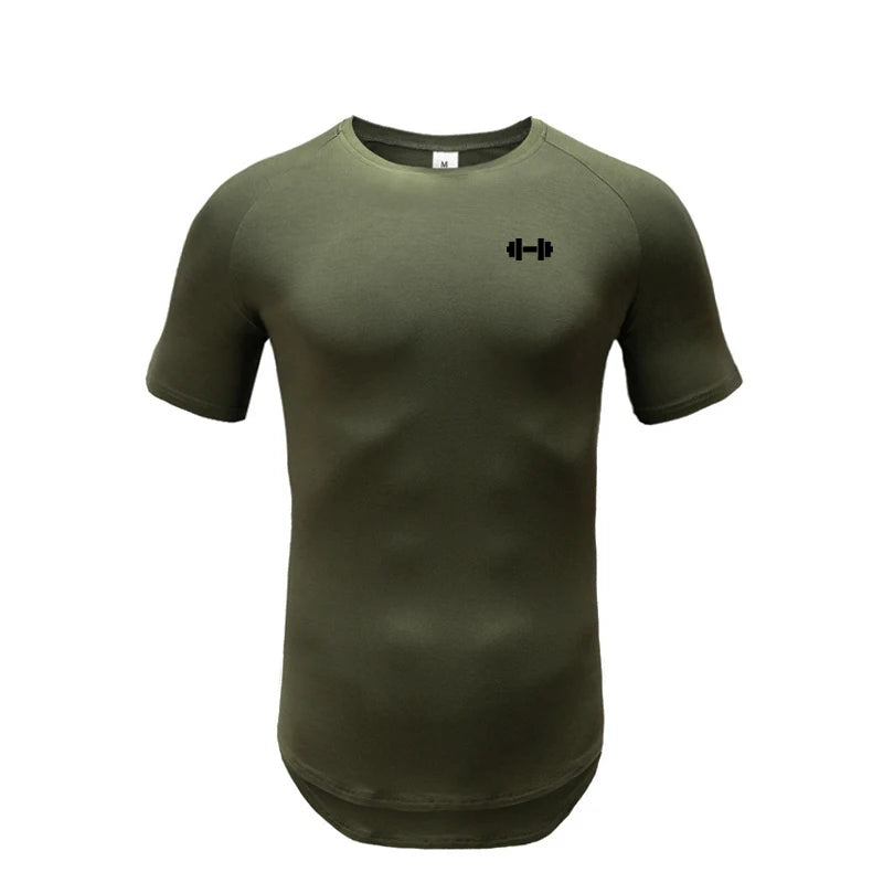 Camiseta Ajustada Hombre Slim Fit – Algodón Transpirable, Fitness, Gym, Culturismo, Secado Rápido