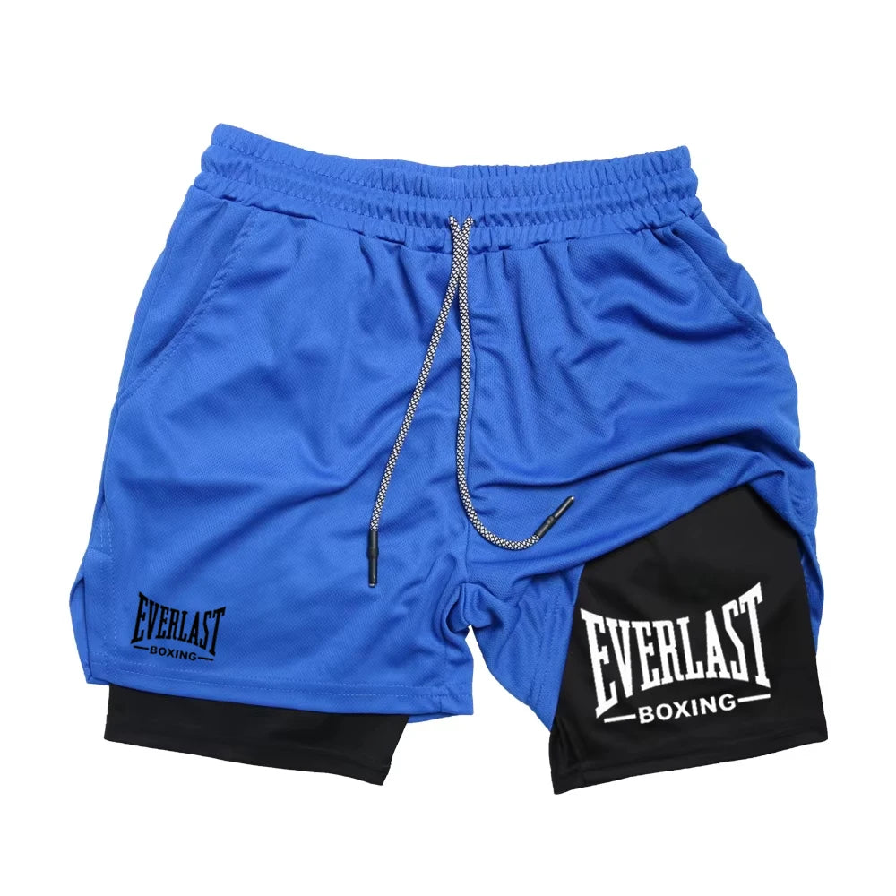 Short Deportivo Hombre Compresión EVERLAST | Doble Capa Secado Rápido Gym y Running