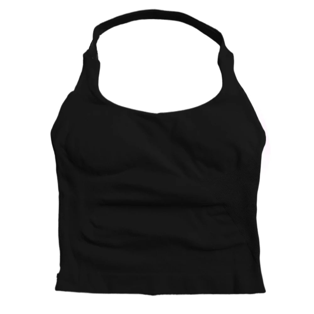 Top Deportivo Halter Premium para Mujer sin Costuras | Sujetador Acolchado de Alta Sujeción y Secado Rápido para Yoga, Gym y Fitness