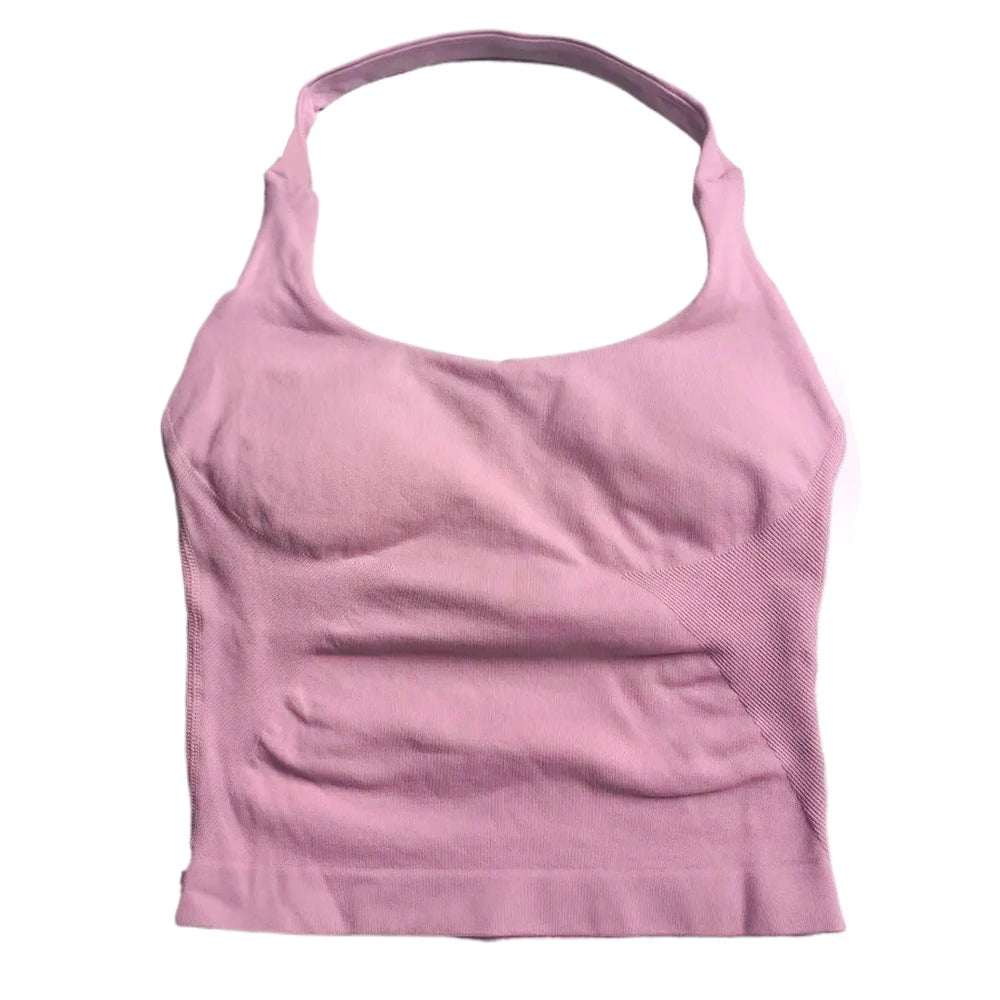 Top Deportivo Halter Premium para Mujer sin Costuras | Sujetador Acolchado de Alta Sujeción y Secado Rápido para Yoga, Gym y Fitness