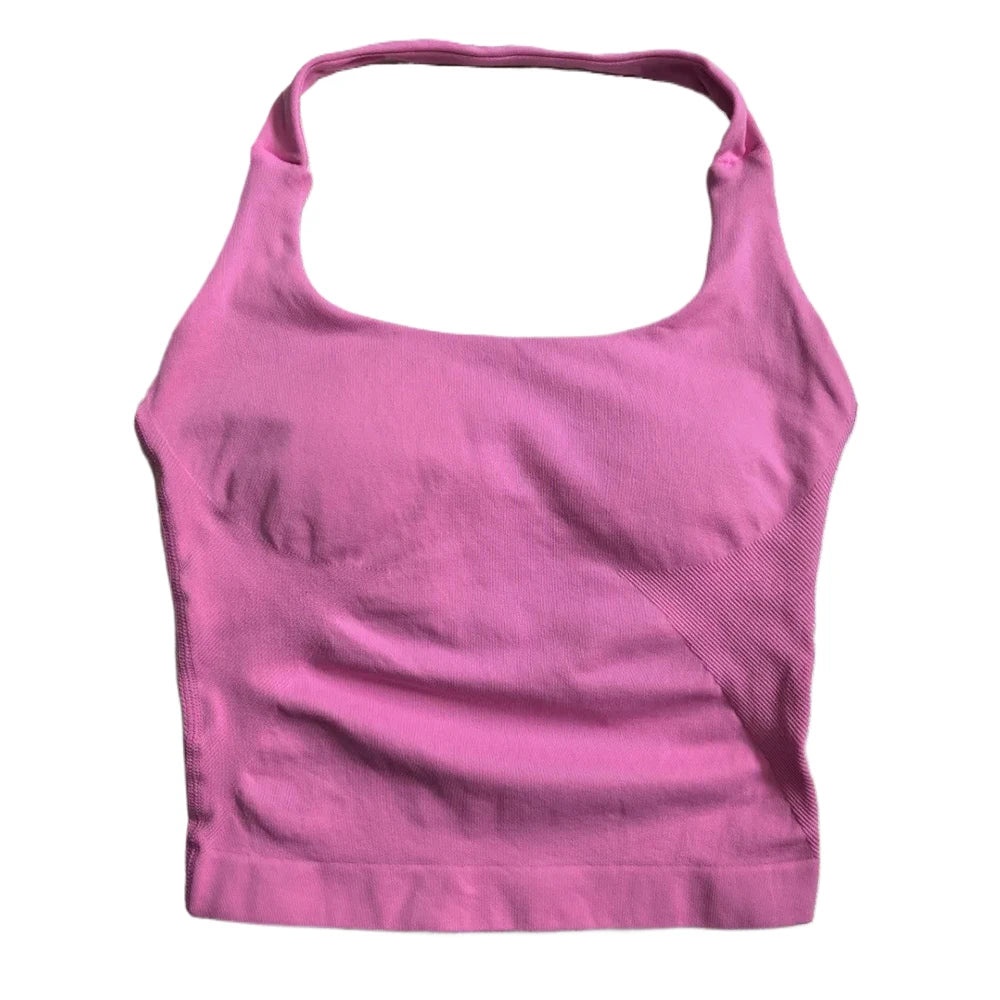 Top Deportivo Halter Premium para Mujer sin Costuras | Sujetador Acolchado de Alta Sujeción y Secado Rápido para Yoga, Gym y Fitness