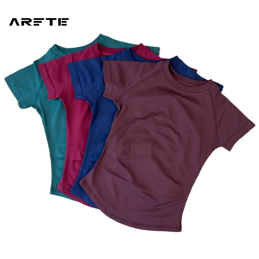 Camiseta Deportiva de Mujer ARFTE – Manga Corta, Ligera y Elástica para Yoga, Gimnasio y Fitness