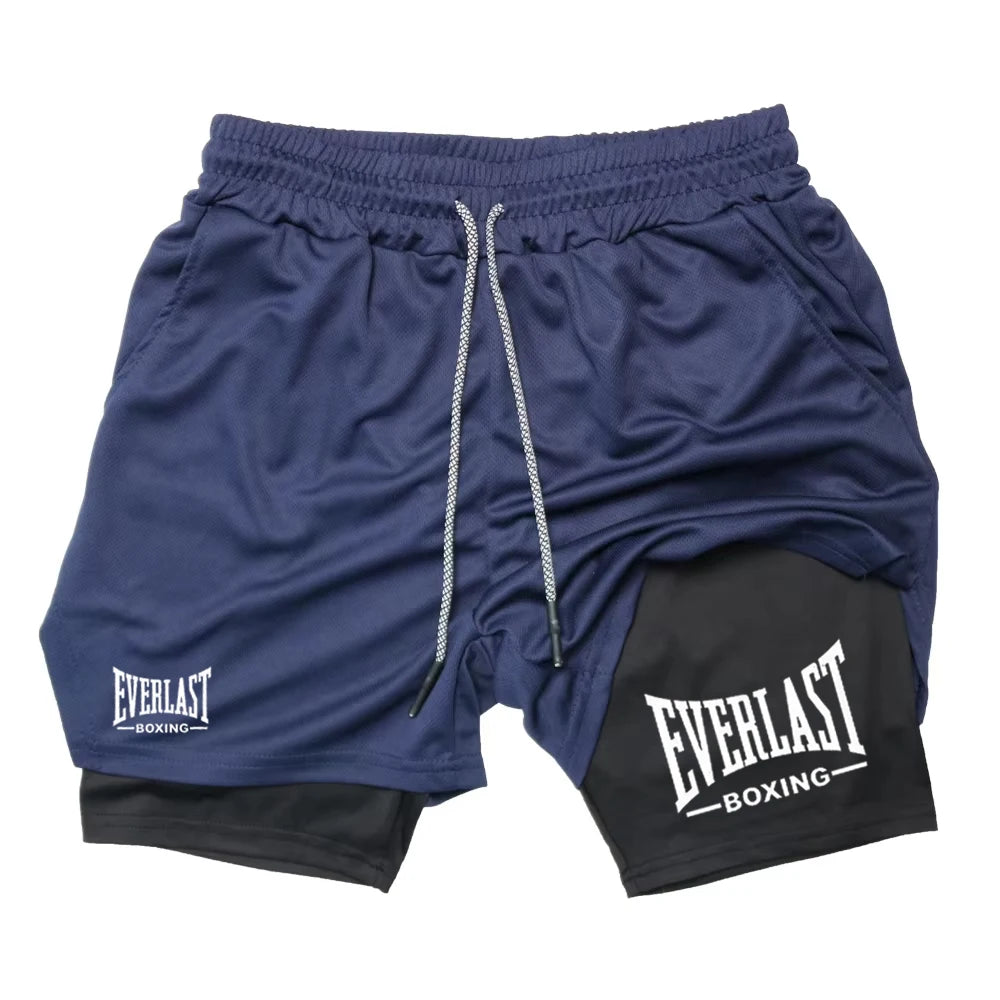 Short Deportivo Hombre Compresión EVERLAST | Doble Capa Secado Rápido Gym y Running