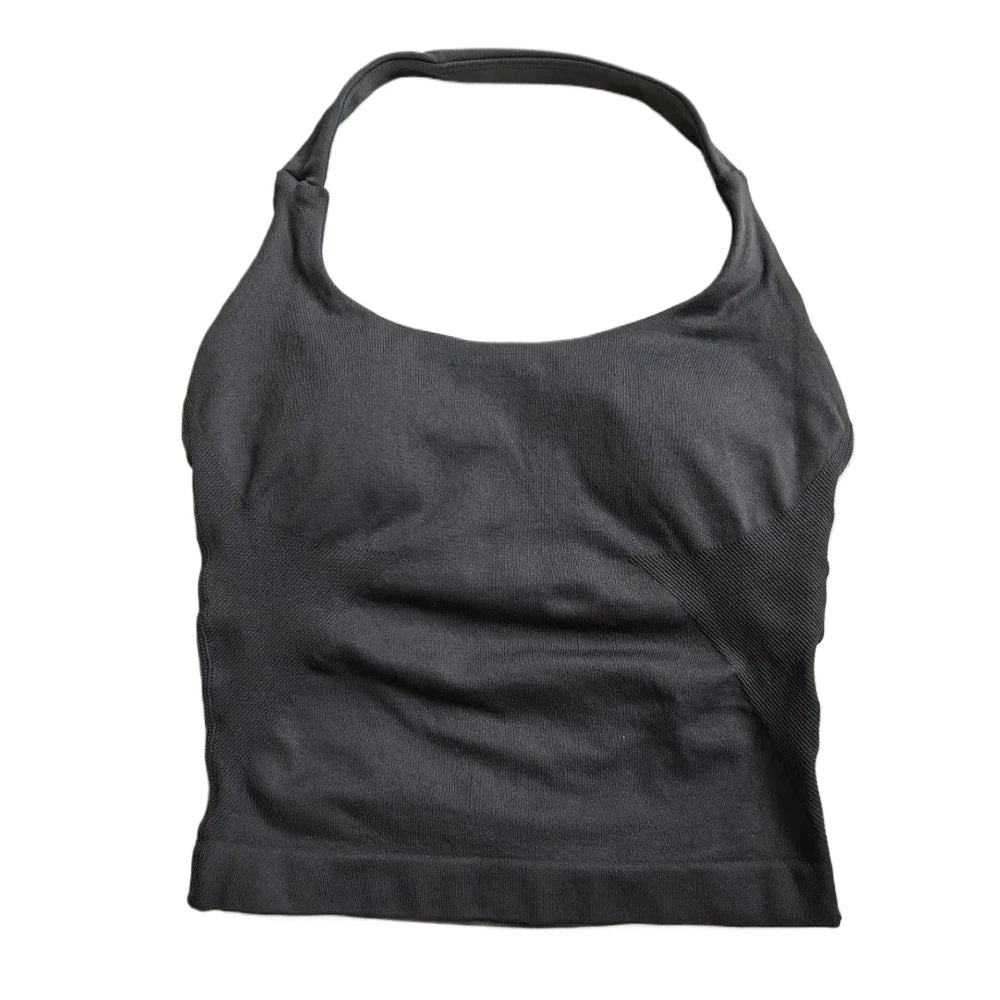 Top Deportivo Halter Premium para Mujer sin Costuras | Sujetador Acolchado de Alta Sujeción y Secado Rápido para Yoga, Gym y Fitness