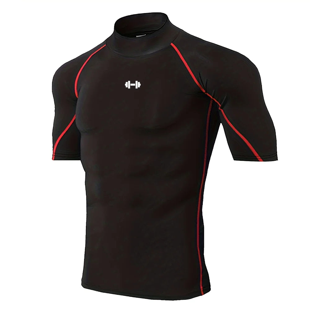 Camiseta de Compresión para Hombre con Cuello Alto – Secado Rápido y Transpirable para Gym