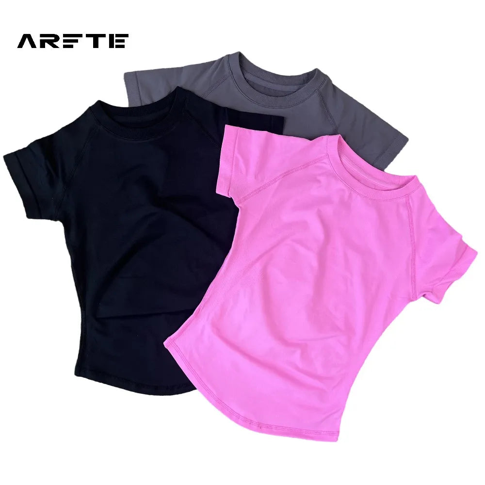 Camiseta Deportiva de Mujer ARFTE – Manga Corta, Ligera y Elástica para Yoga, Gimnasio y Fitness