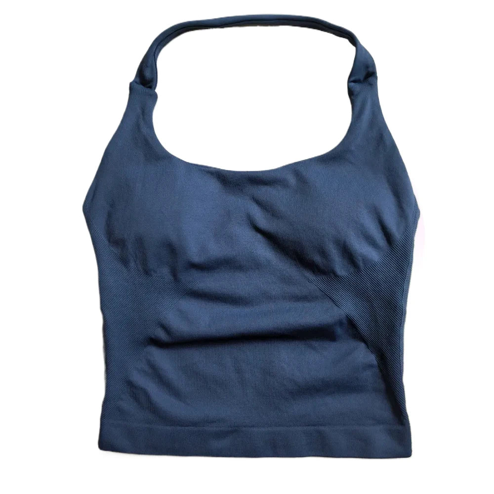 Top Deportivo Halter Premium para Mujer sin Costuras | Sujetador Acolchado de Alta Sujeción y Secado Rápido para Yoga, Gym y Fitness