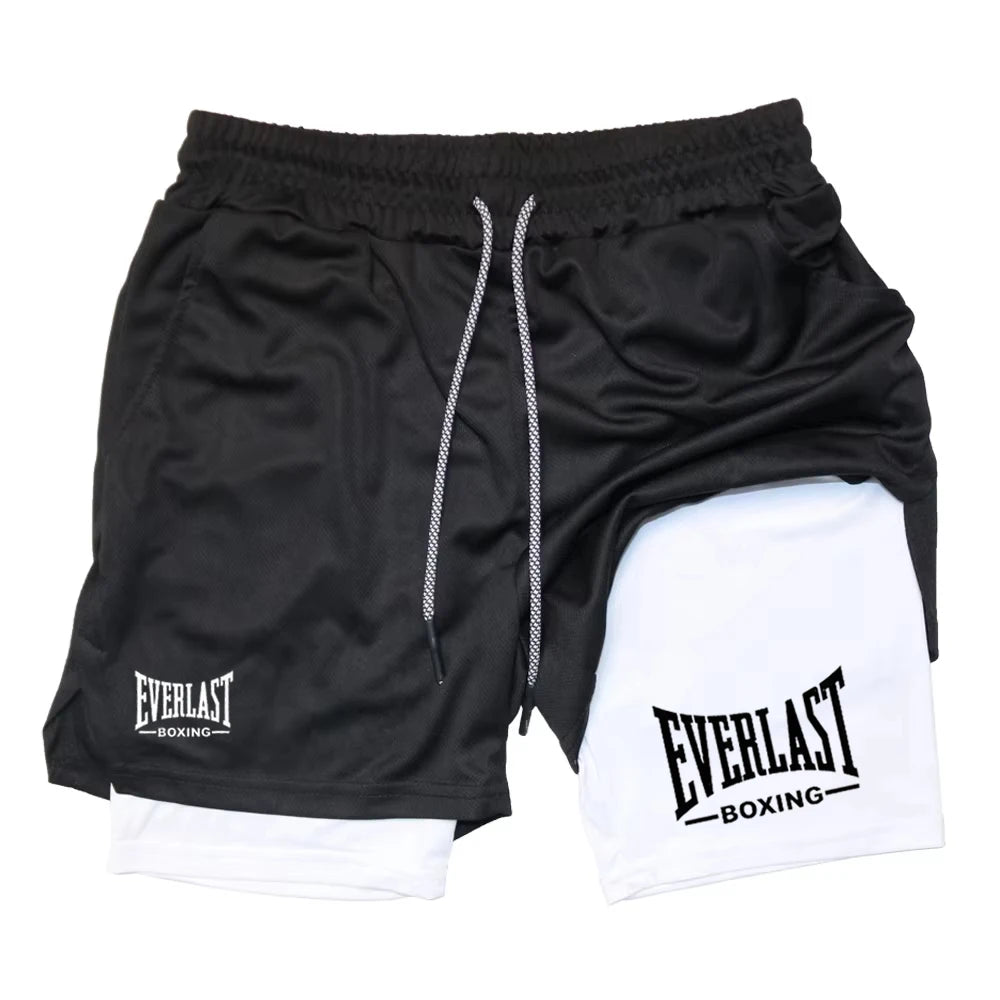 Short Deportivo Hombre Compresión EVERLAST | Doble Capa Secado Rápido Gym y Running