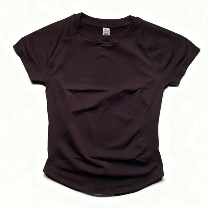 Top Deportivo de Manga Corta para Mujer – Camiseta de Yoga, Gimnasio y Fitness, Sin Costuras, Ligera y Transpirable