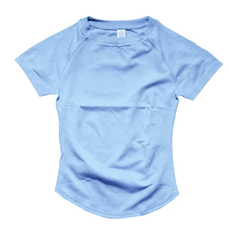 Top Deportivo de Manga Corta para Mujer – Camiseta de Yoga, Gimnasio y Fitness, Sin Costuras, Ligera y Transpirable