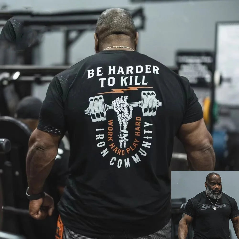 Camiseta Oversize Negra Estilo Rock para Gym – Algodón Premium Culturismo