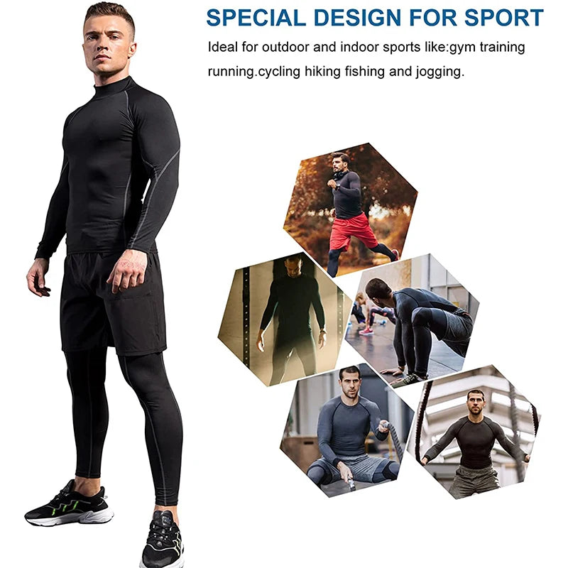 Camiseta Deportiva Compresión Hombre – Manga Larga, Secado Rápido y Fitness Gym