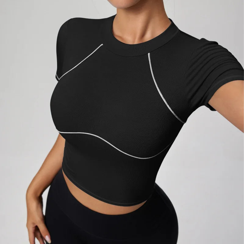 Top de Yoga para Mujer | Top Deportivo Manga Corta, Ajuste Femenino, Suave y Transpirable para Fitness y Running