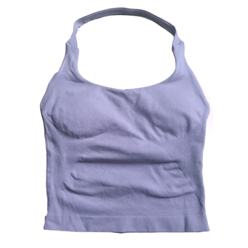 Top Deportivo Halter Premium para Mujer sin Costuras | Sujetador Acolchado de Alta Sujeción y Secado Rápido para Yoga, Gym y Fitness