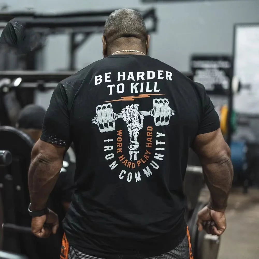 Camiseta Oversize Negra Estilo Rock para Gym – Algodón Premium Culturismo