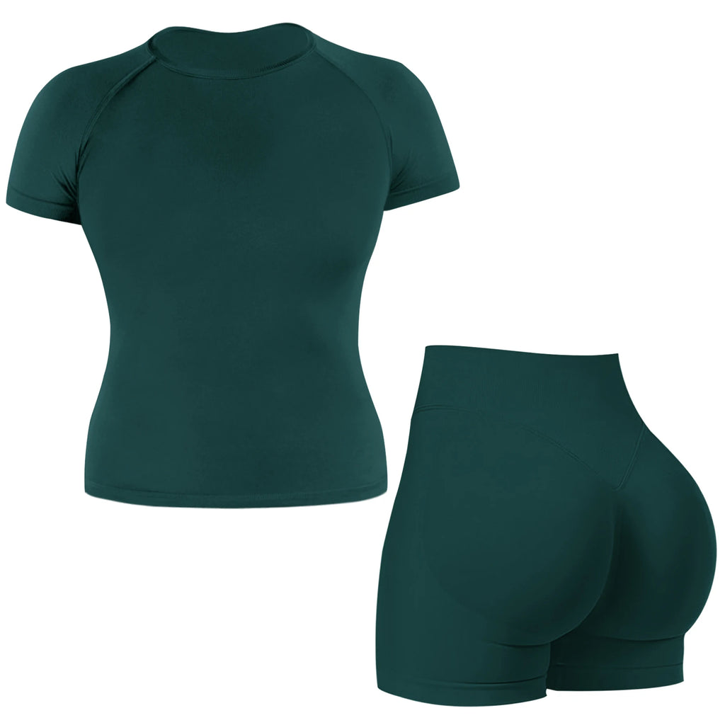 Conjunto Deportivo Push Up Mujer 2 Piezas | Top Sin Mangas + Short Scrunch