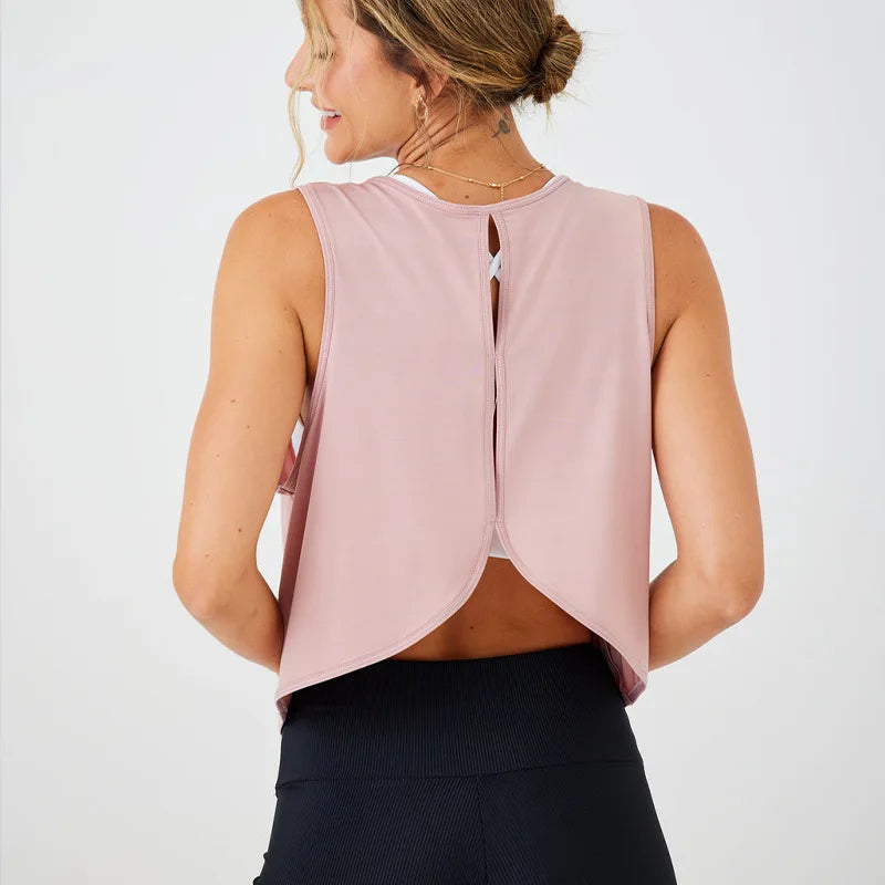 Top Deportivo Mujer Espalda Abierta – Secado Rápido, Transpirable y Ajuste Premium para Gym y Yoga