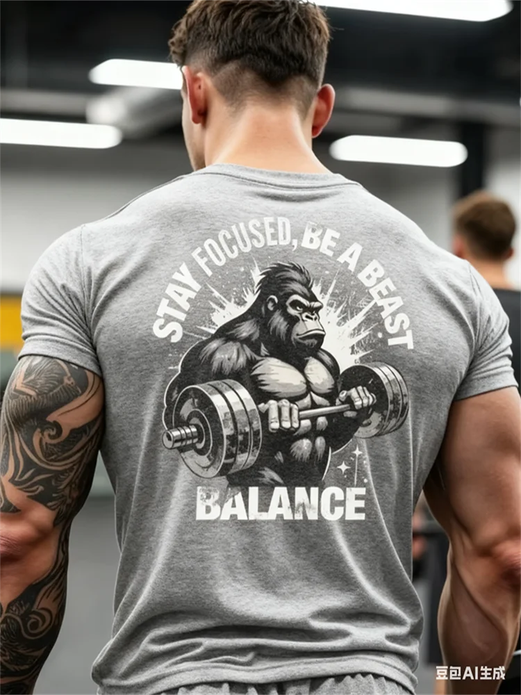 Camiseta Gym Gorila 3D para Hombre | Streetwear, Fitness, Transpirable y Secado Rápido, Estilo Urbano