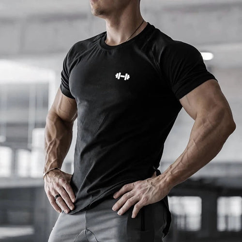 Camiseta Ajustada Hombre Slim Fit – Algodón Transpirable, Fitness, Gym, Culturismo, Secado Rápido