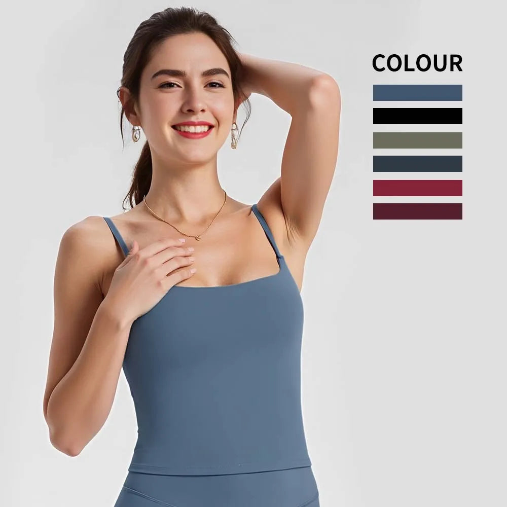 Camiseta sin Mangas de Yoga para Mujer | Sujetador Incorporado, Ajuste Cómodo y Transpirable para Pilates, Running y Fitness