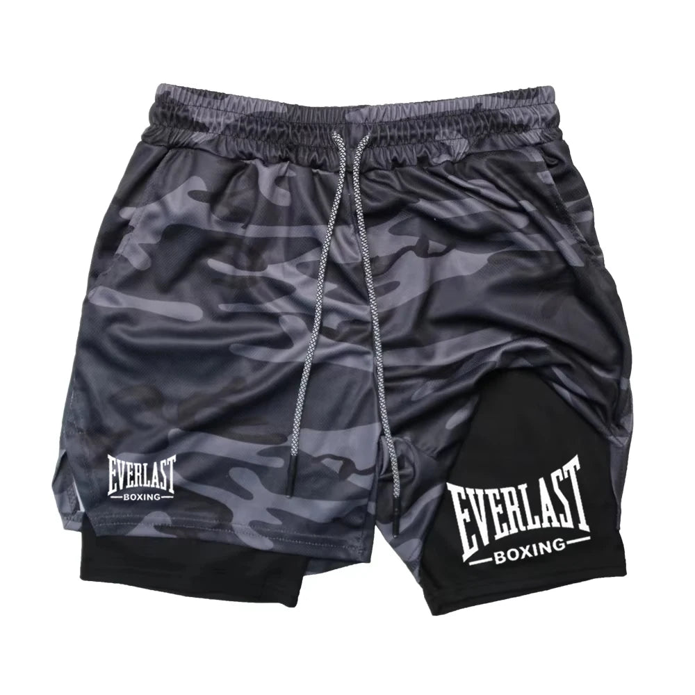 Short Deportivo Hombre Compresión EVERLAST | Doble Capa Secado Rápido Gym y Running