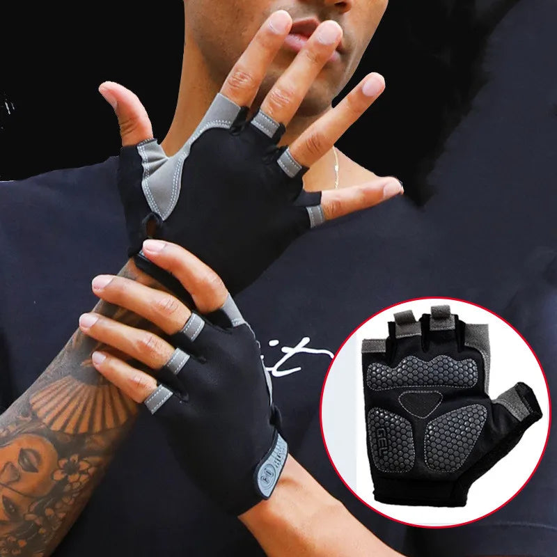 Guantes de Gimnasio Antideslizantes Unisex – Sin Dedos, Transpirables y Comfortables