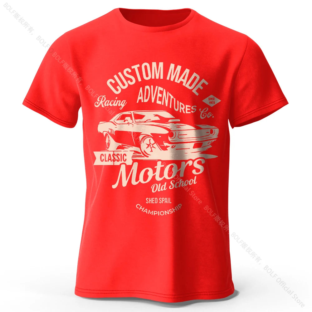 Camiseta Oversize 100% Algodón con Estampado Vintage de Motores – Streetwear Unisex