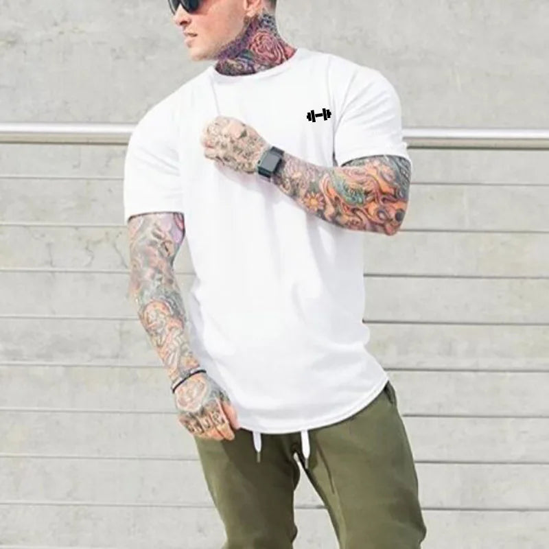 Camiseta Ajustada Hombre Slim Fit – Algodón Transpirable, Fitness, Gym, Culturismo, Secado Rápido