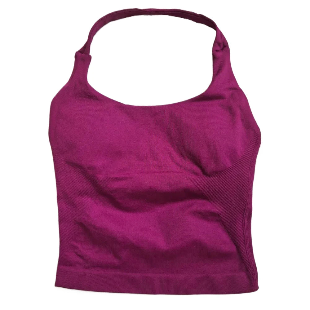 Top Deportivo Halter Premium para Mujer sin Costuras | Sujetador Acolchado de Alta Sujeción y Secado Rápido para Yoga, Gym y Fitness