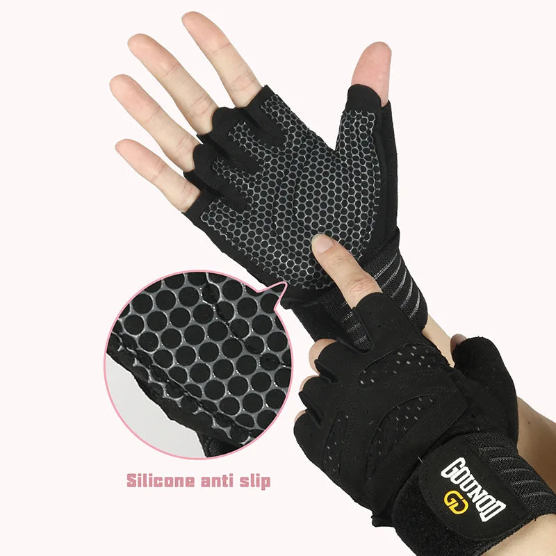 Guantes de Gimnasio GOUNOD – Antideslizantes, Transpirables y con Soporte de Muñeca