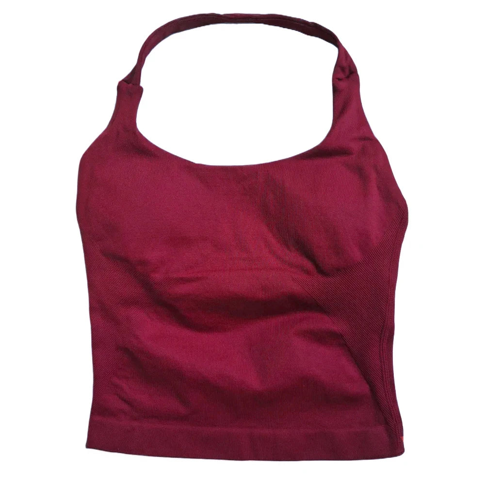 Top Deportivo Halter Premium para Mujer sin Costuras | Sujetador Acolchado de Alta Sujeción y Secado Rápido para Yoga, Gym y Fitness