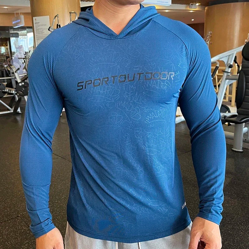 Camiseta Deportiva con Capucha Hombre – Manga Larga, Secado Rápido y Fitness