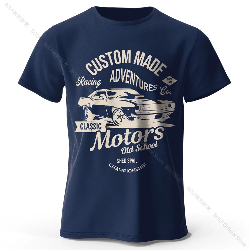 Camiseta Oversize 100% Algodón con Estampado Vintage de Motores – Streetwear Unisex