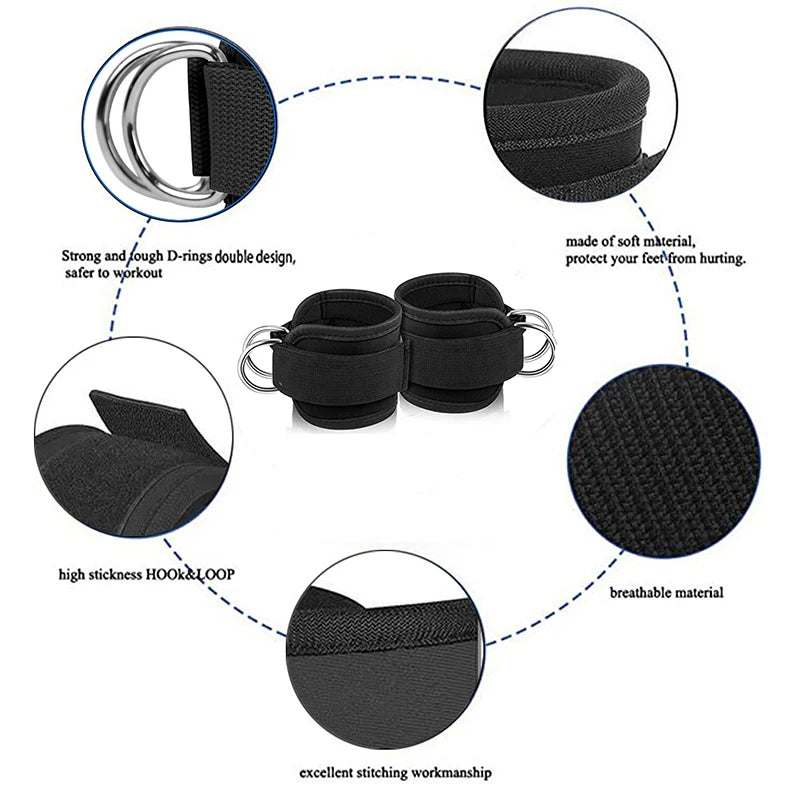 Correas de Tobillo Atravex™ con Doble Anillo en D (2 uds) – Estabilidad Reforzada para Polea