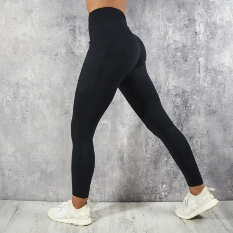 Leggings Deportivos Push Up Mujer con Bolsillo | Cintura Alta Slim Fit