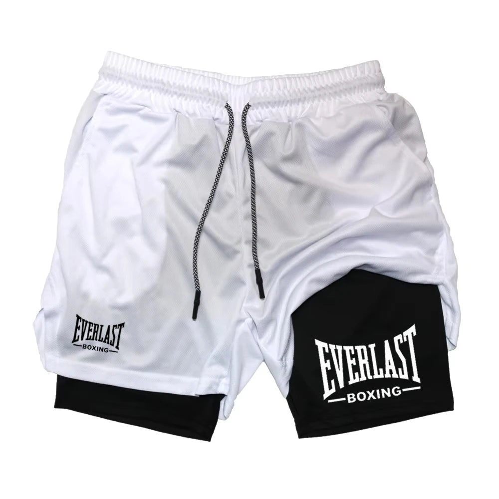 Short Deportivo Hombre Compresión EVERLAST | Doble Capa Secado Rápido Gym y Running