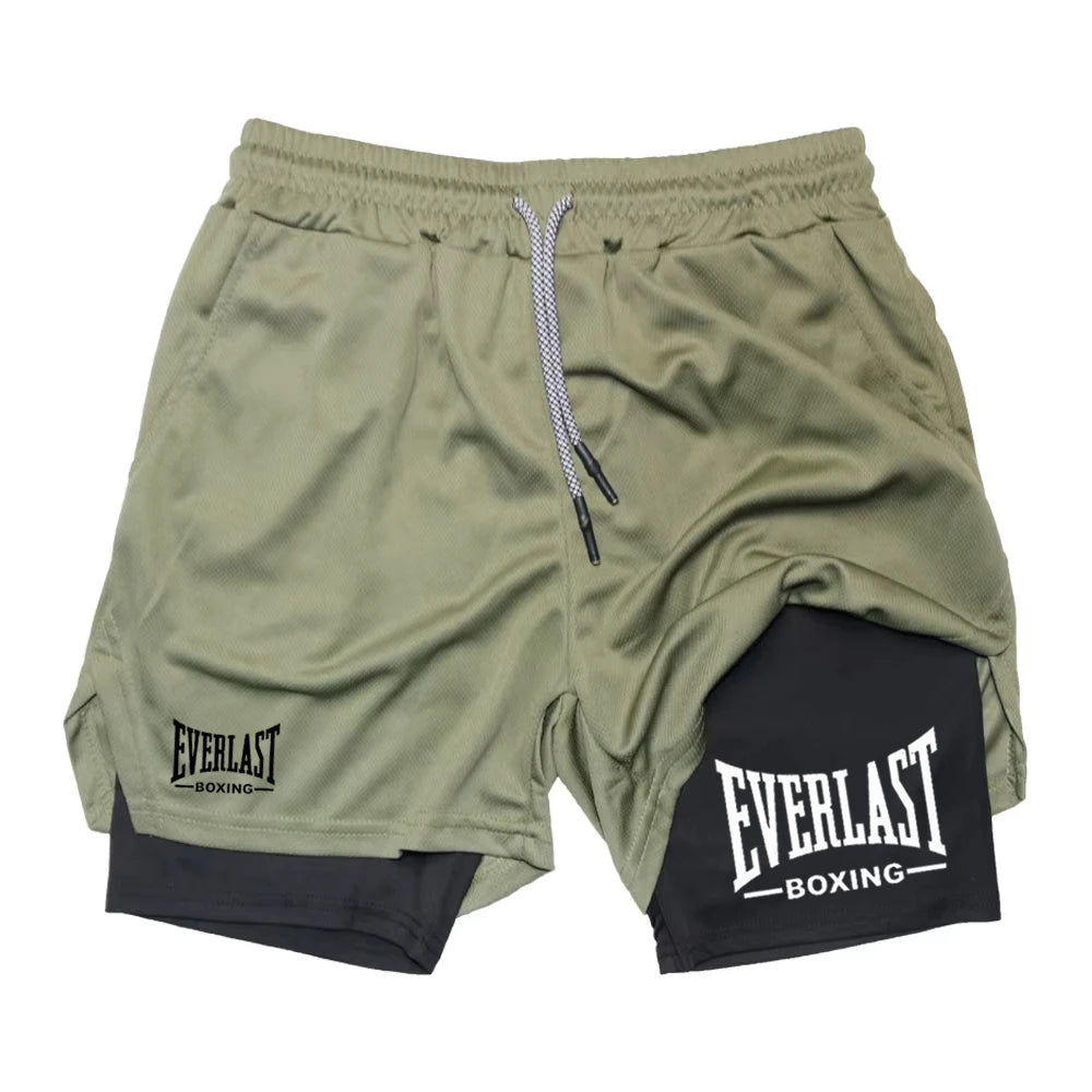 Short Deportivo Hombre Compresión EVERLAST | Doble Capa Secado Rápido Gym y Running